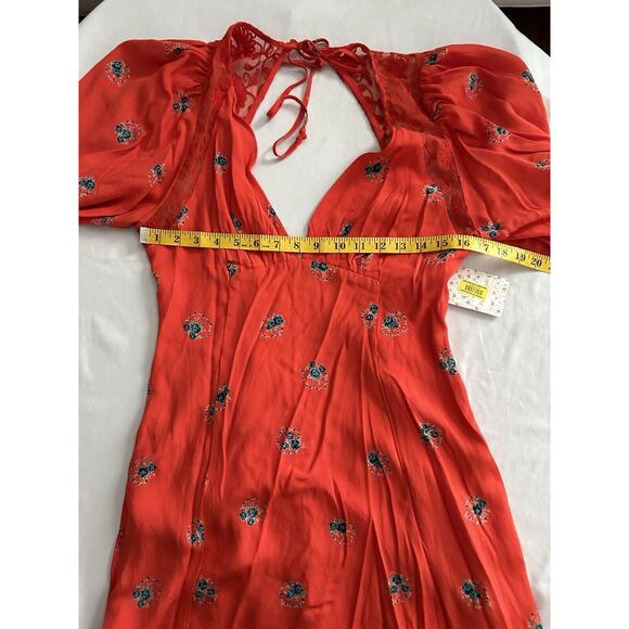 Free People Mockingbird Mesh Inset Empire Waist Mini Dress Womens Size 6 NWT - Picture 10 of 11